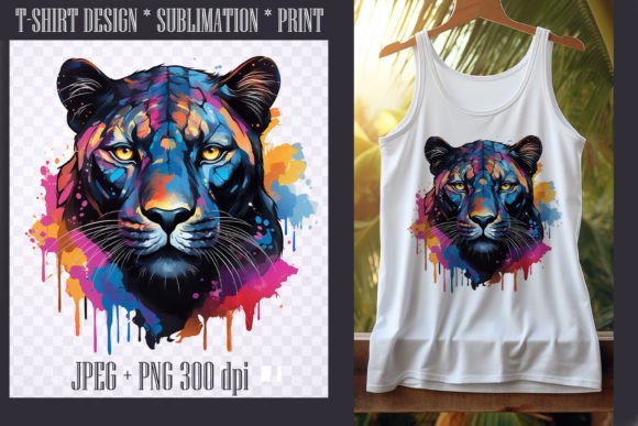 Download Bright Watercolor Black Panther,PNG - Premium Resources