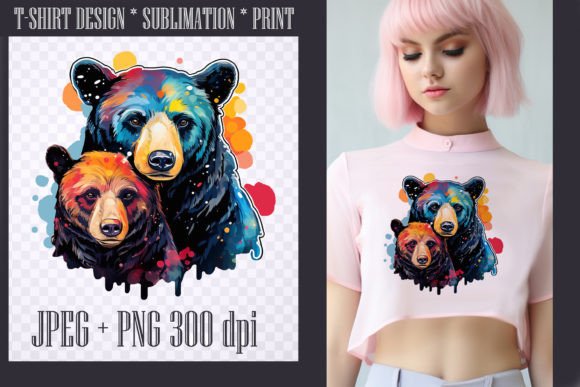 Download Bright Watercolor Grizzly Bear - Bright watercolor Collection