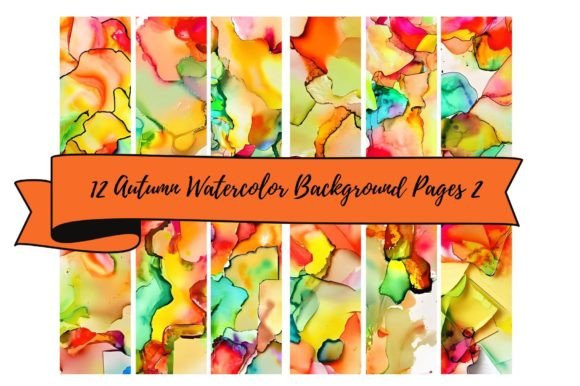 Download 12 Bright Watercolor Autumn Backgrounds - Bright watercolor Collection