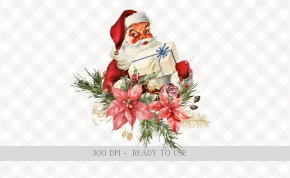 Download Christmas Vintage Santa Wreath PNG - Premium Bundle