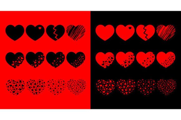 Download Hearts on the Red and Black Background - Hearts Collection