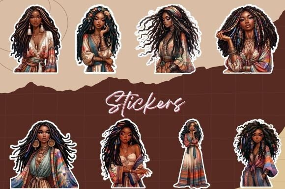 Download Boho Chic Fashionista Sticker Set - Boho chic Collection