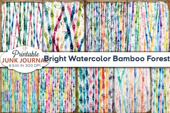 Download Bright Watercolor Bamboo Junk Journal - Bright watercolor Collection