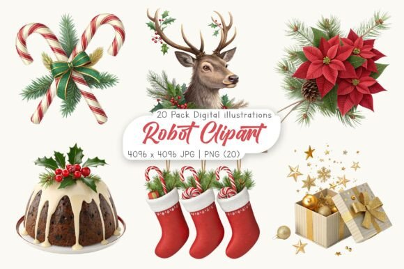 Download Watercolor Traditional Christmas Clipart - Traditional christmas Collection