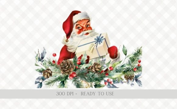 Download Christmas Vintage Santa Wreath PNG - Premium Bundle