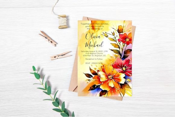 Download Bright Watercolor Floral Wedding Invitat - Premium Resources