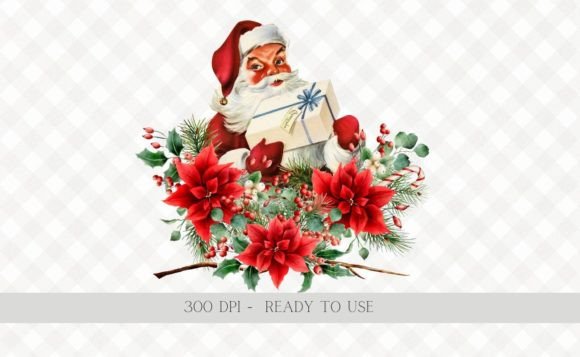 Download Christmas Vintage Santa Wreath PNG - Premium Resources